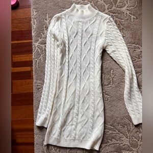 Edikted White Cable Knit Cutout Sweater Dress – Size Small
